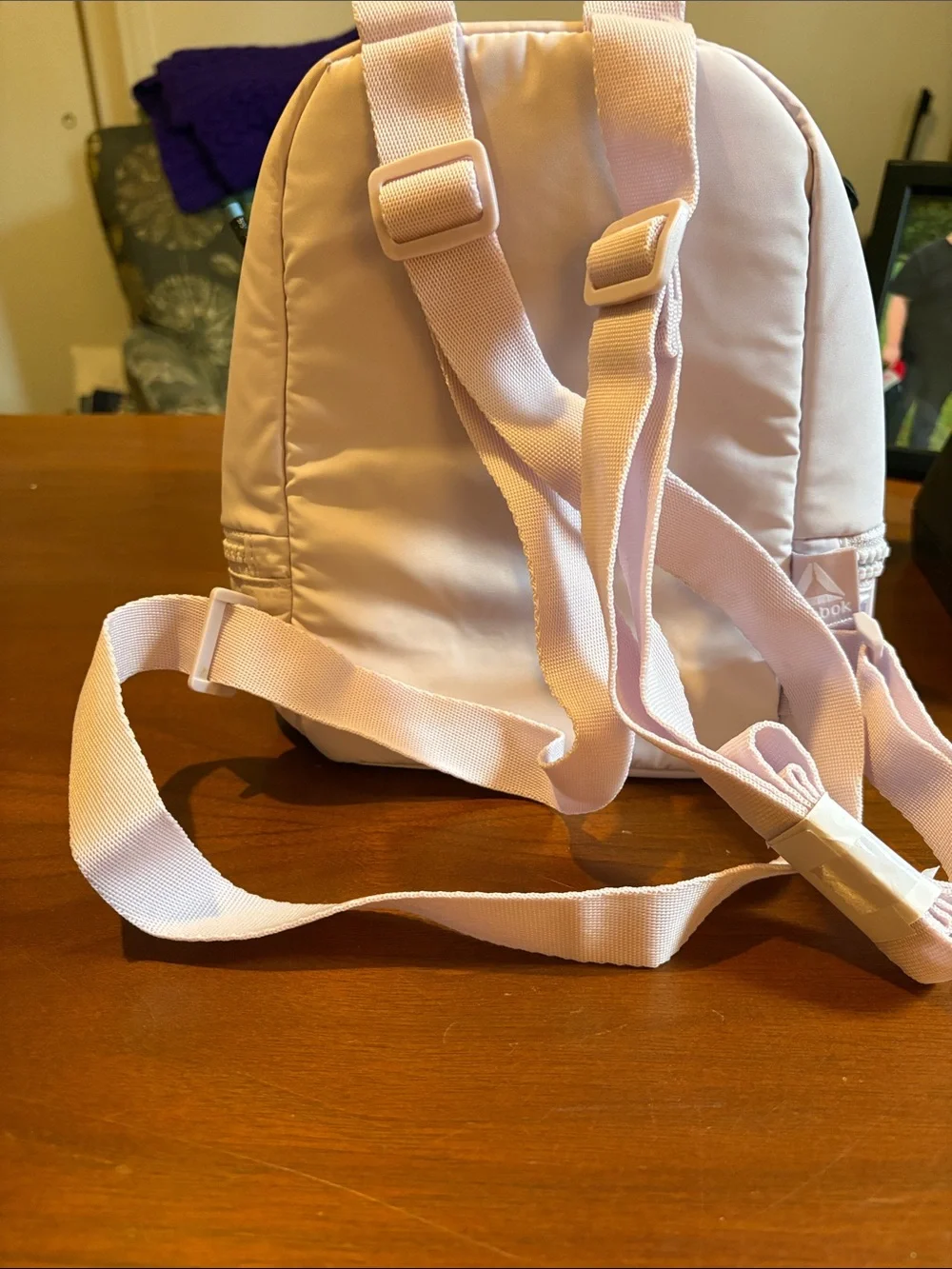 Reebok Pale Pink Mini Backpack with Lavender Logo